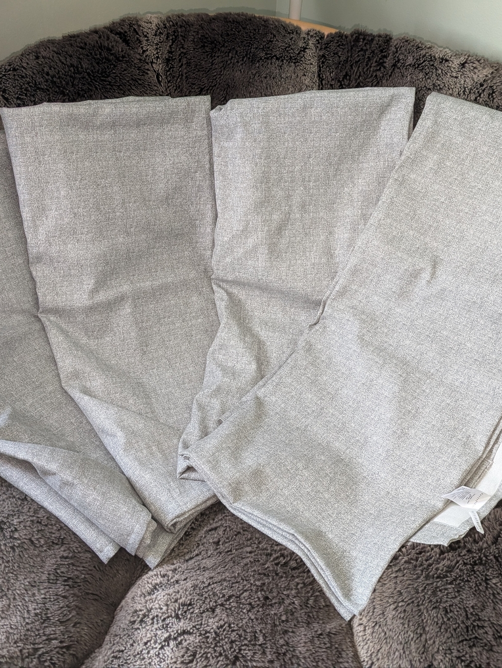 Pottery Barn Set of 4 Seaton Textured Cotton Rod Pocket Curtains 50" x 108" Gray